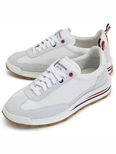 Fine Kid Suede Tech Runner White - THOM BROWNE - BALAAN 2