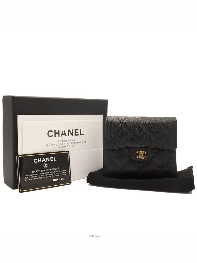 Black caviar classic gold CC logo small flap bi fold wallet No 25 A82288 - CHANEL - BALAAN 2