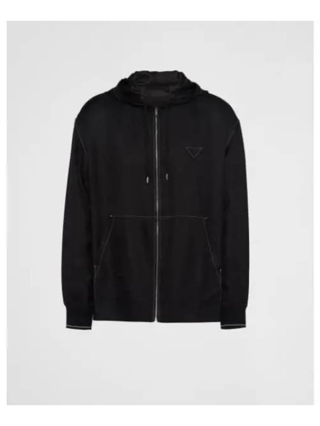 Silk Zip-Up Jacket Black - PRADA - BALAAN 2