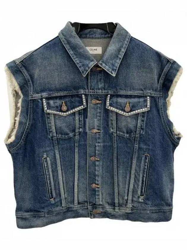 Trucker Denim Jacket Blue - CELINE - BALAAN 2