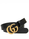 Men's GG Marmont Double G Buckle Gold Hardware Leather Belt Black - GUCCI - BALAAN 2