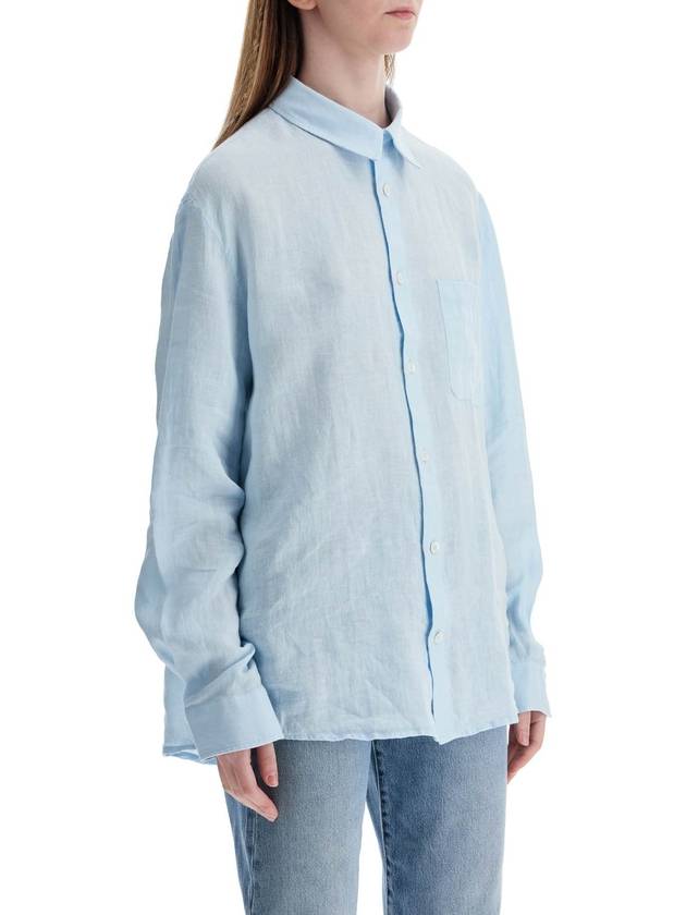 Cassel Linen Long Sleeve Shirt Light Blue - A.P.C. - BALAAN 3