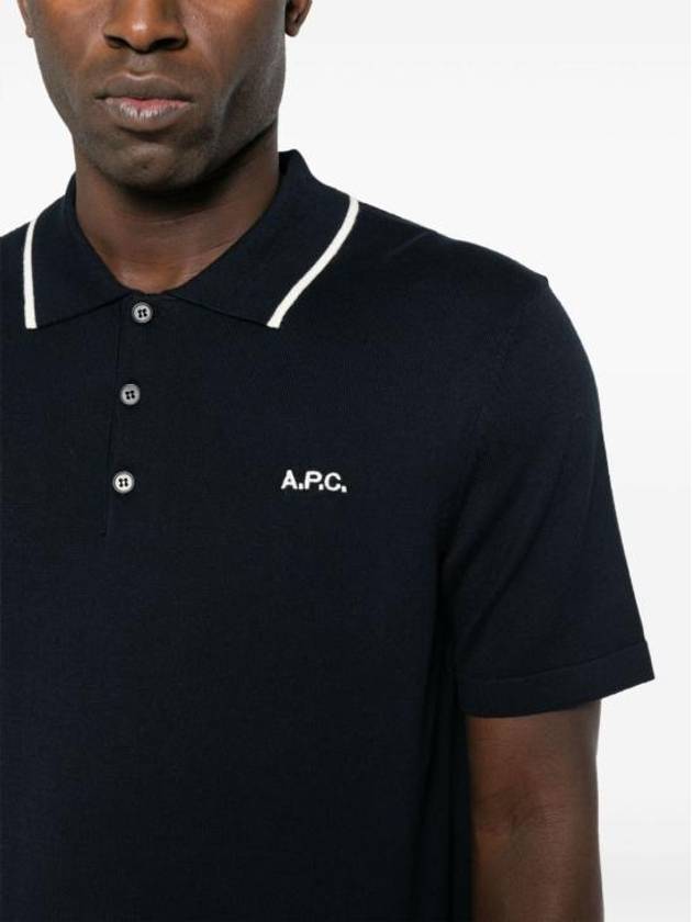 Flynn Cotton Polo Shirt Blue - A.P.C. - BALAAN 5