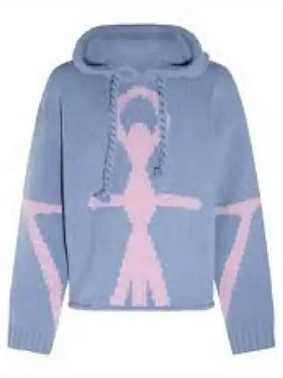 Anchor Logo Oversized Knit Hoodie Blue - JW ANDERSON - BALAAN 2