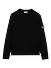 Compass Badge Crewneck Virgin Wool Knit Top Black - STONE ISLAND - BALAAN 3