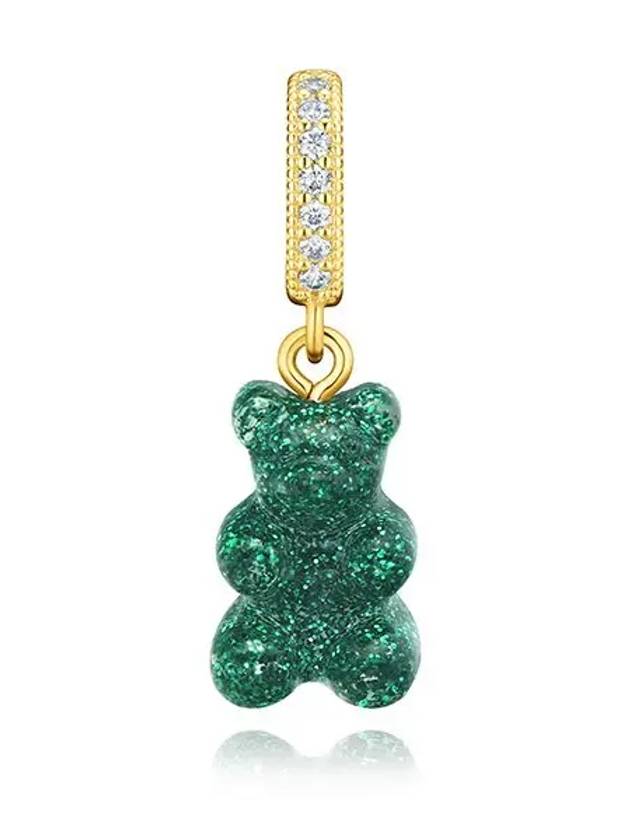 NOSTALGIA BEAR GREEN HAZE PAVE CONNECTOR gold pendant charm - CRYSTAL HAZE - BALAAN 1