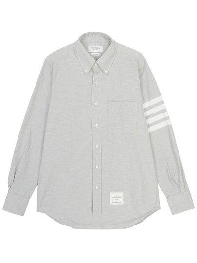 Men's Diagonal Solid Flannel Long Sleeve Shirt Grey - THOM BROWNE - BALAAN 2