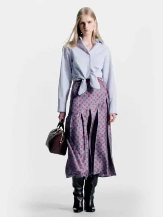 3D Monogram Asymmetrical Pleated Midi Skirt Bleu Gris 1ABTD0 - LOUIS VUITTON - BALAAN 2