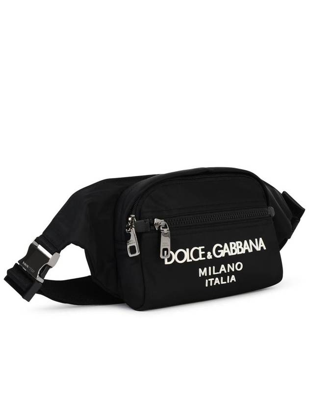 Logo Rubberized Nylon Small Belt Bag Black - DOLCE&GABBANA - BALAAN 3