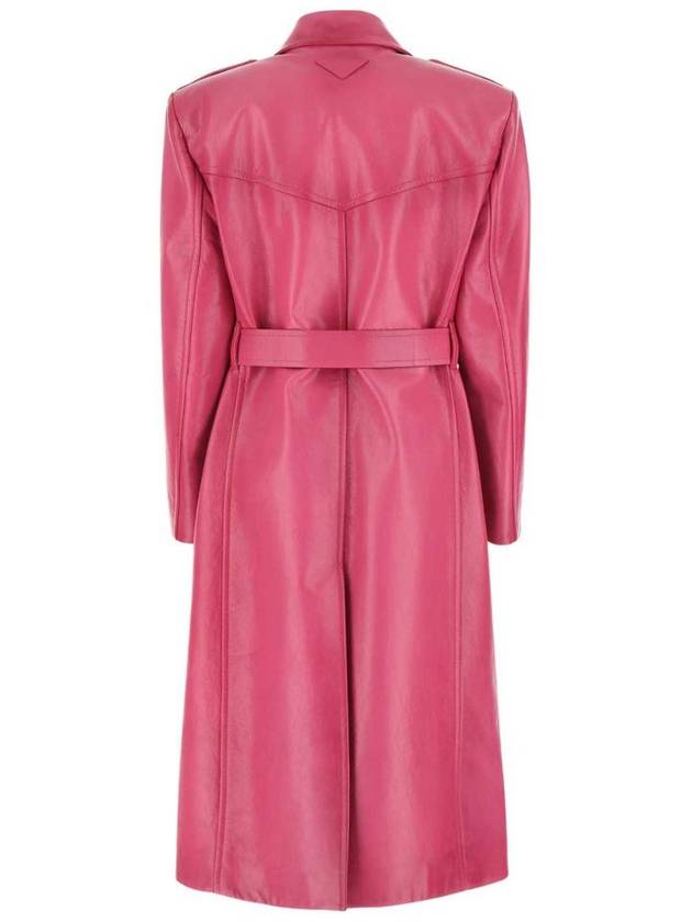 double-breasted leather trench coat pink - PRADA - BALAAN 3