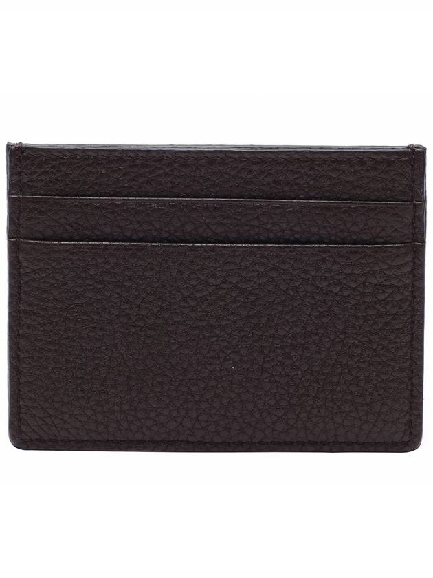 Signature V Logo Leather Card Wallet Brown - VALENTINO - BALAAN 5