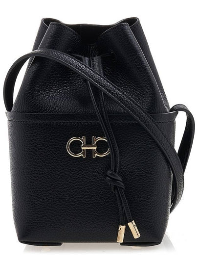 Gancini Mini Bucket Bag Black - SALVATORE FERRAGAMO - BALAAN 2