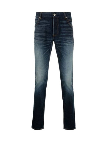 Back Logo Patch Slim Fit Jeans Blue - BALMAIN - BALAAN 1