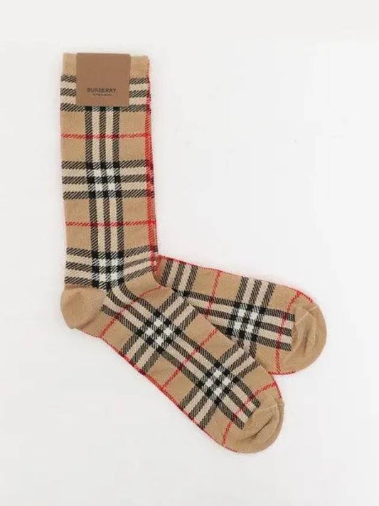 Vintage Check Cotton Cashmere Socks Beige - BURBERRY - BALAAN 2