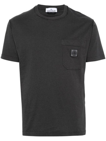 Fissato Treatment Organic Cotton Short Sleeve T-Shirt Steel Grey - STONE ISLAND - BALAAN 1