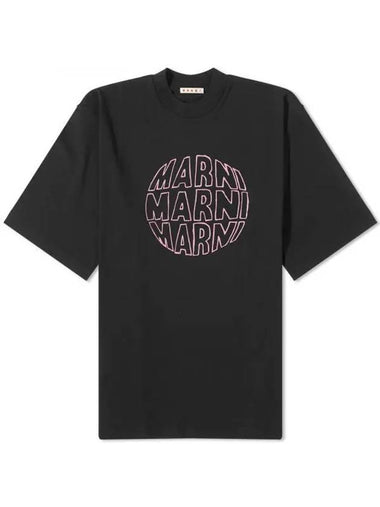 Circular Logo Short Sleeve T-Shirt Black - MARNI - BALAAN 1