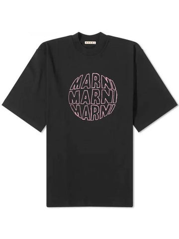 Circular Logo Short Sleeve T-Shirt Black - MARNI - BALAAN 1