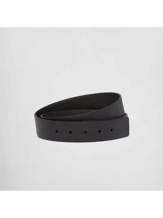 Reversible Saffiano Leather Belt Black - PRADA - BALAAN 2