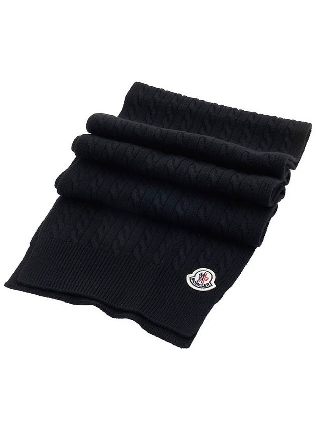 Logo Patch Wool Cashmere Muffler 3C00017 M1127 999 - MONCLER - BALAAN 3