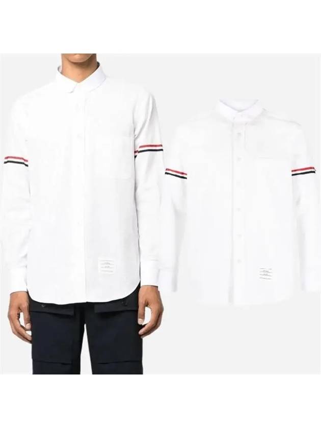 Armband Detail Seersucker Long Sleeve Shirt White - THOM BROWNE - BALAAN 2