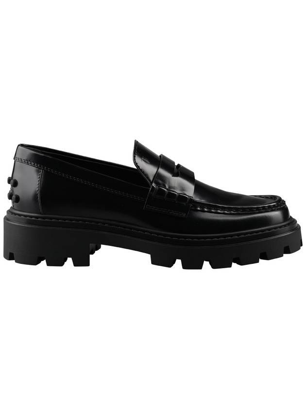 Leather Penny Loafer Heels Black - TOD'S - BALAAN 1