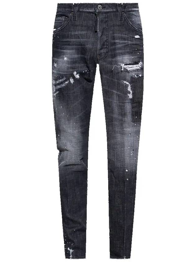 Stretch Cotton Leaf Effect Jeans Black - DSQUARED2 - BALAAN 2