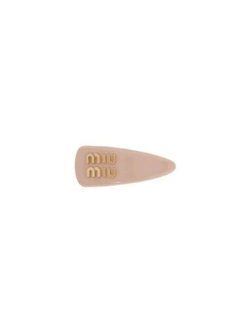 Logo Patent Leather Hair Clip Alabaster Pink - MIU MIU - BALAAN 1