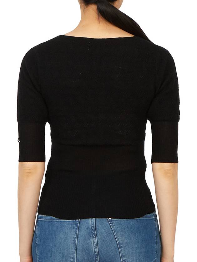 Women's Short Sleeve Knit Top Black - GANNI - BALAAN 7