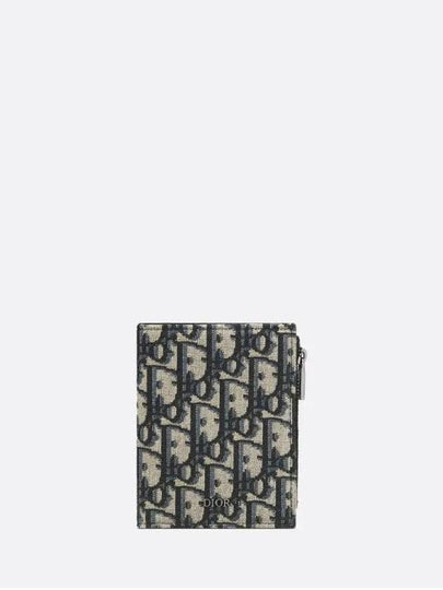 Compact Vertical Oblique Jacquard Canvas Card Wallet Black Beige - DIOR - BALAAN 2