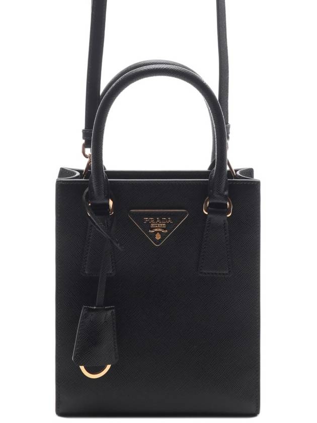 Triangular Logo Saffiano Leather Tote Bag Black - PRADA - BALAAN 3