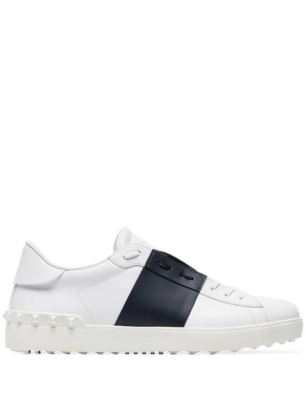 Men's Hidden Strap Rockstud Color Contrast Sneakers White Navy - VALENTINO - BALAAN 3