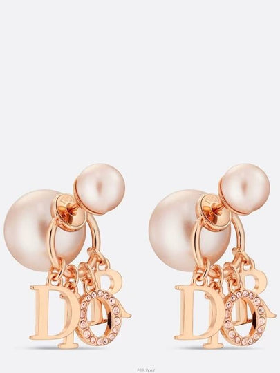 Tribales White Resin Pearls Crystals Earrings Rose Gold - DIOR - BALAAN 2