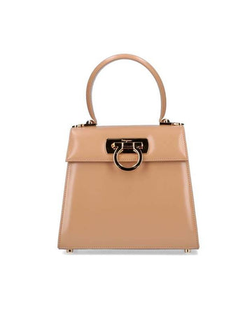 Iconic Top Handle Small Tote Bag Camel - SALVATORE FERRAGAMO - BALAAN 1