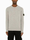 Logo Patch Crew Neck Wool Knit Top Grey Melange - STONE ISLAND - BALAAN 2