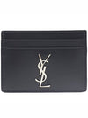 Monogram Card Case in Smooth Leather Black - SAINT LAURENT - BALAAN 2