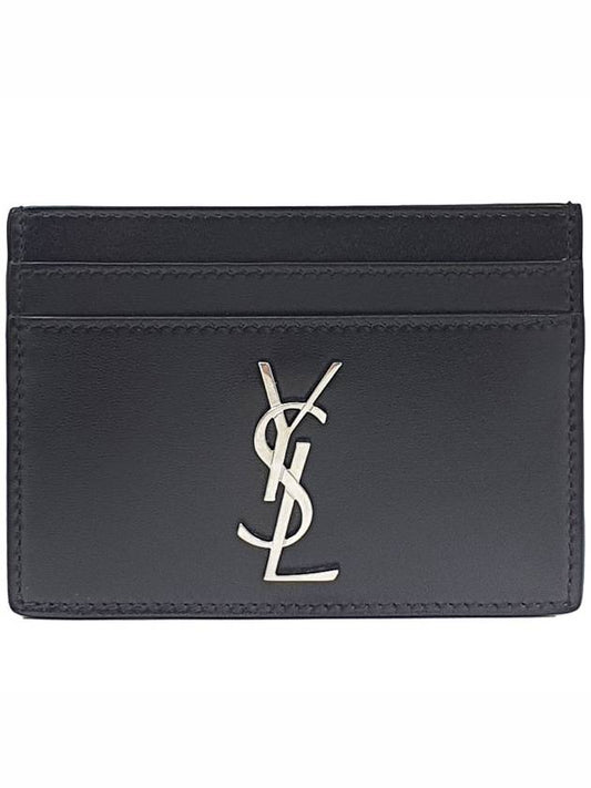 Monogram Card Case in Smooth Leather Black - SAINT LAURENT - BALAAN 2