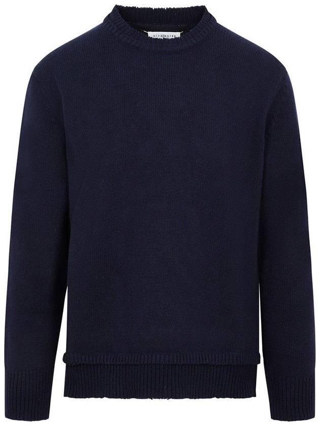 Back Stitch Elbow Patch Knit Top Navy - MAISON MARGIELA - BALAAN 3