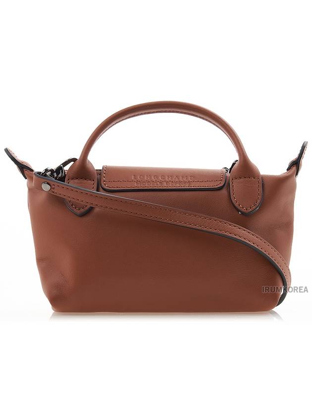 Le Pliage Logo Leather Tote Bag Brown - LONGCHAMP - BALAAN 4