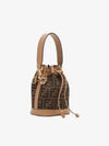 Mon Tresor FF Mini Fabric Bucket Bag Brown - FENDI - BALAAN 3