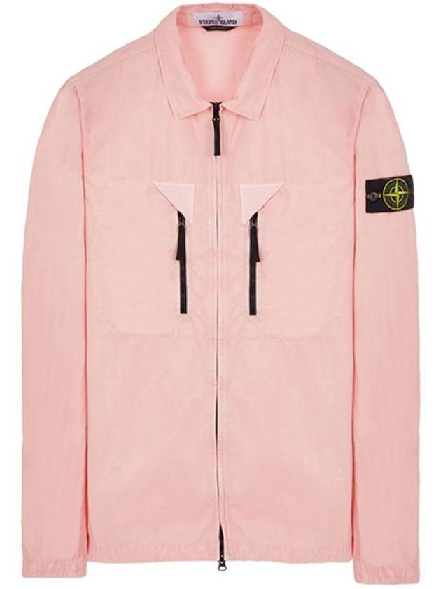 Wappen Patch Old Treatment Zip-Up Overshirt Pink - STONE ISLAND - BALAAN 1