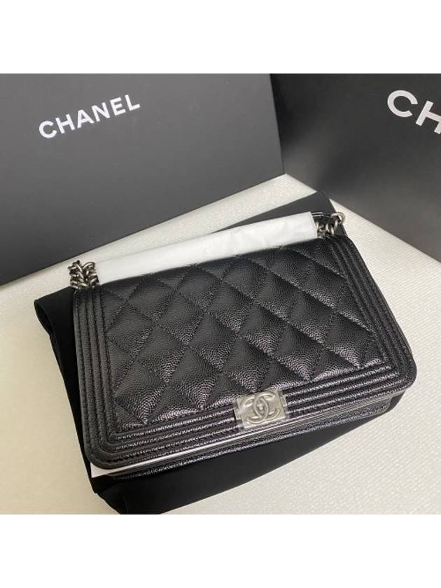 Boy  Cossbody Bag Grained Calfskin Ruthenium Black - CHANEL - BALAAN 3