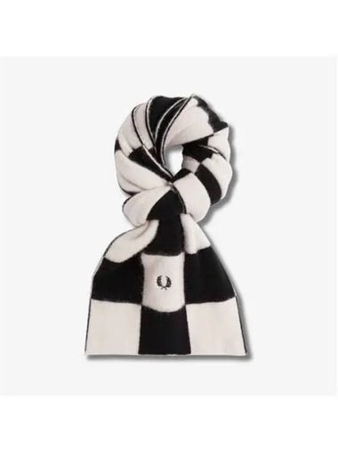 Fred Perry Checkerboard Lambswool Scarf Ecru CFPU2438155 560 - FRED PERRY - BALAAN 1