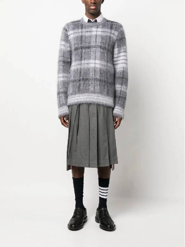 Check 4 Bar Mohair Knit Top Grey - THOM BROWNE - BALAAN 3