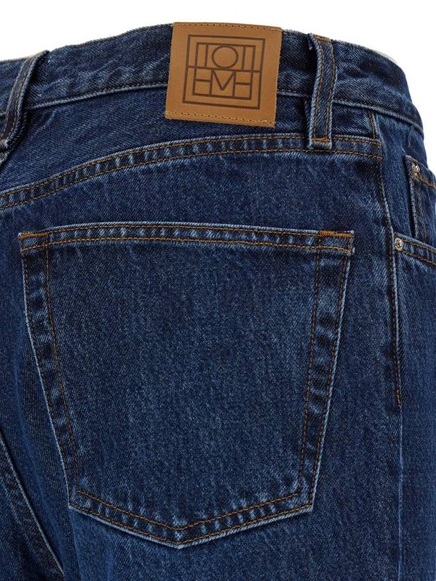 Blue High-Waisted Jeans With Logo Patch In Cotton Denim Woman - TOTEME - BALAAN 3