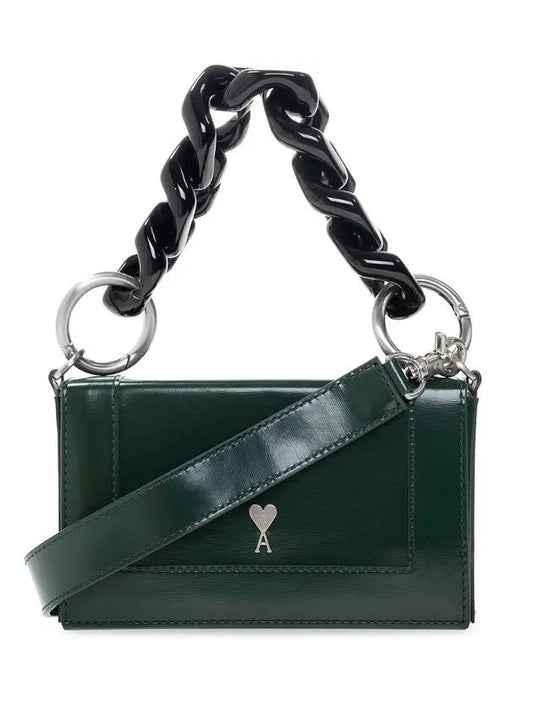 Heart Logo Chain Box Tote Bag Green - AMI - BALAAN.