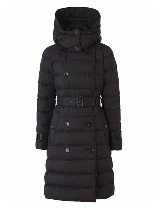 Women's Double Breasted Hooded Padded Black - BURBERRY - BALAAN 2