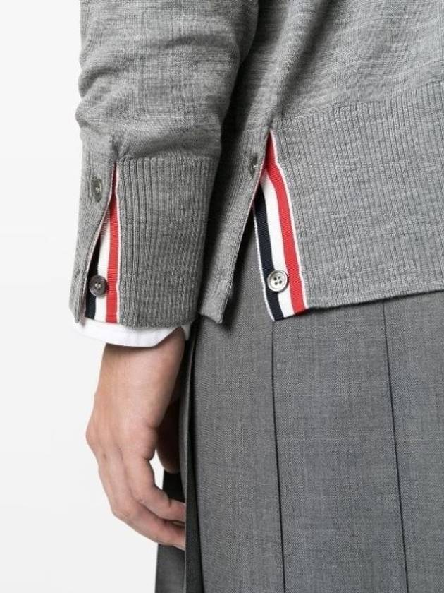 Men's Sustainable Classic Diagonal Wool Cardigan Pale Grey - THOM BROWNE - BALAAN 6