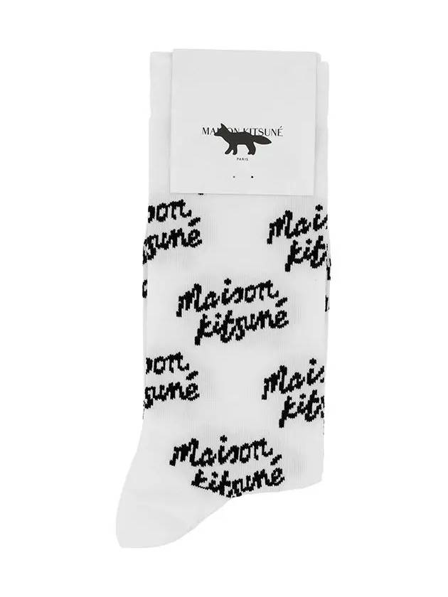 All Over Logo Socks White - MAISON KITSUNE - BALAAN 4