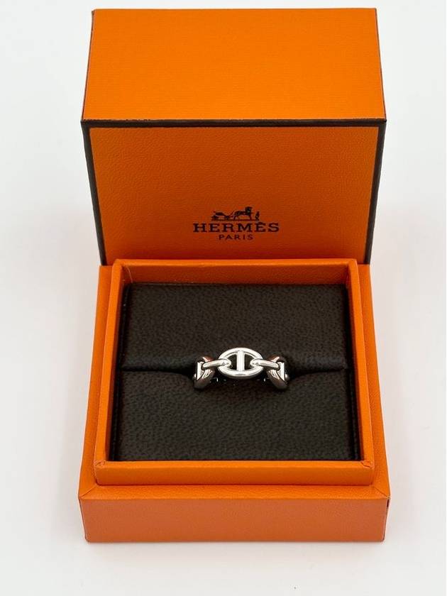 Small Chaine D'Ancre Enchainee Ring Silver - HERMES - BALAAN 3