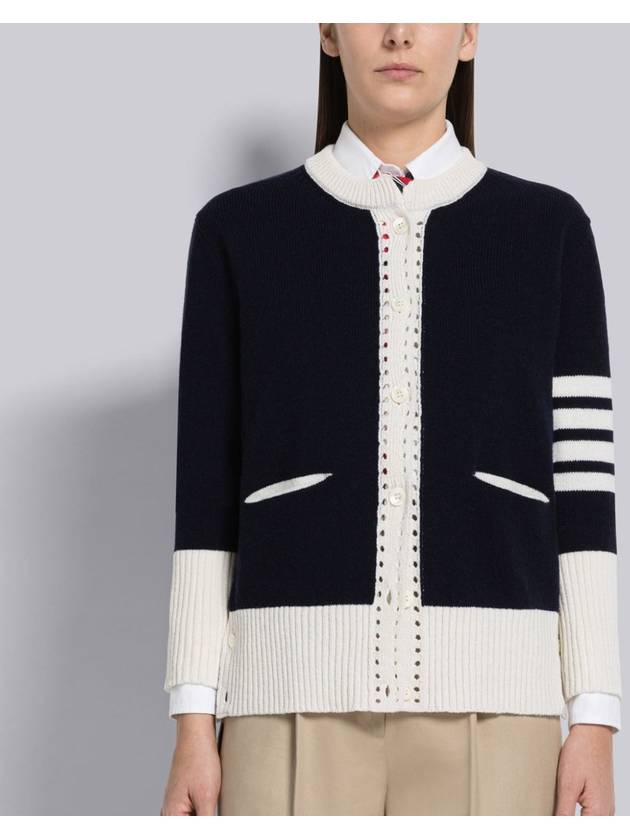 Crew neck cardigan navy FKC454AY1026 - THOM BROWNE - BALAAN 1